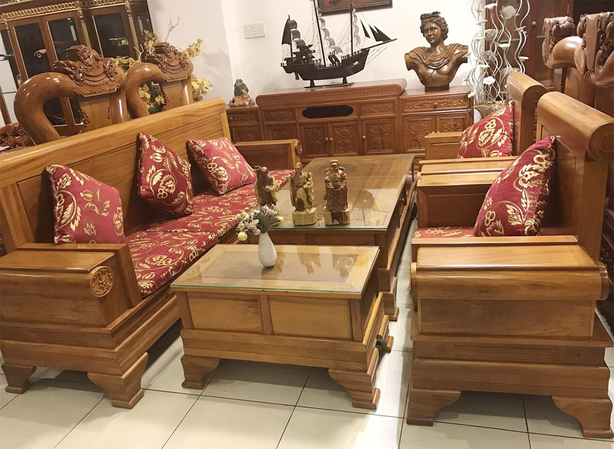 Bộ bàn ghế gỗ đẹp sang trọng kê phòng khách lớn - AmiA - Nội thất đẹp, Giá  rẻ tại Kho